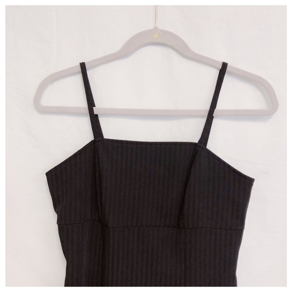90s pinstriped black midi spaghetti strapped dress - Picture 5 of 6